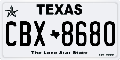 TX license plate CBX8680