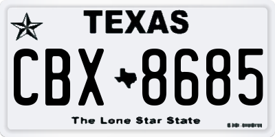 TX license plate CBX8685