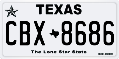 TX license plate CBX8686