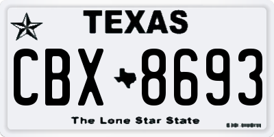 TX license plate CBX8693