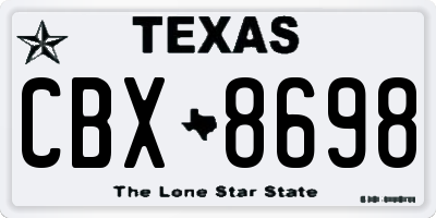 TX license plate CBX8698