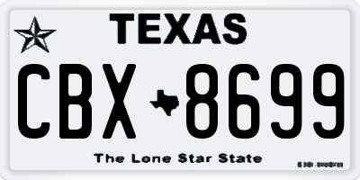 TX license plate CBX8699