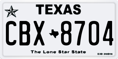 TX license plate CBX8704