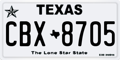 TX license plate CBX8705