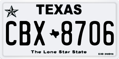 TX license plate CBX8706