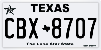 TX license plate CBX8707