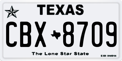 TX license plate CBX8709