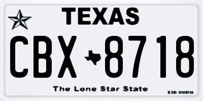 TX license plate CBX8718