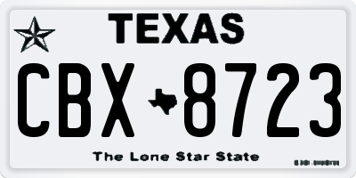 TX license plate CBX8723