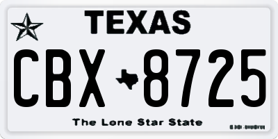 TX license plate CBX8725