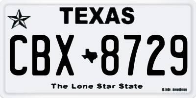 TX license plate CBX8729