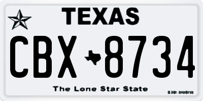 TX license plate CBX8734