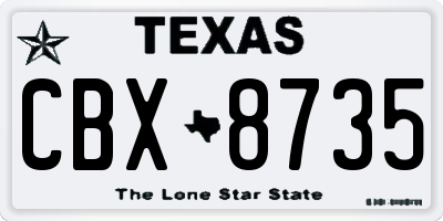 TX license plate CBX8735
