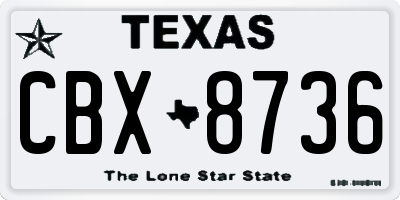 TX license plate CBX8736