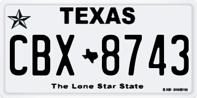 TX license plate CBX8743