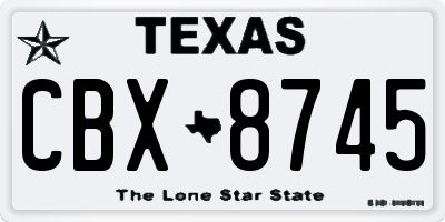 TX license plate CBX8745