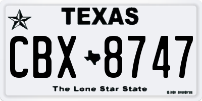 TX license plate CBX8747