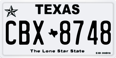 TX license plate CBX8748