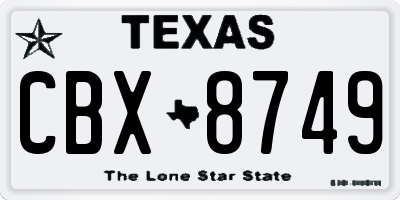 TX license plate CBX8749