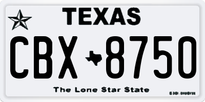 TX license plate CBX8750