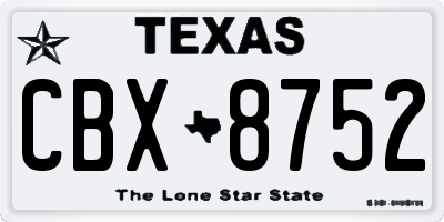 TX license plate CBX8752