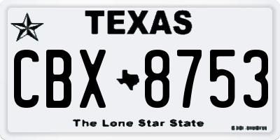 TX license plate CBX8753