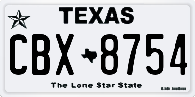 TX license plate CBX8754