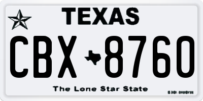 TX license plate CBX8760