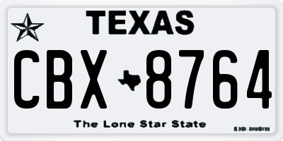 TX license plate CBX8764