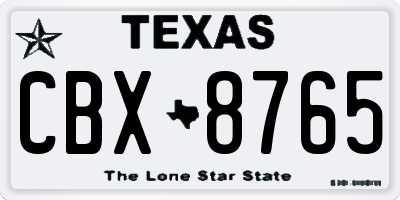 TX license plate CBX8765