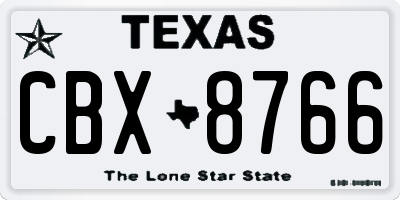 TX license plate CBX8766