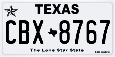 TX license plate CBX8767