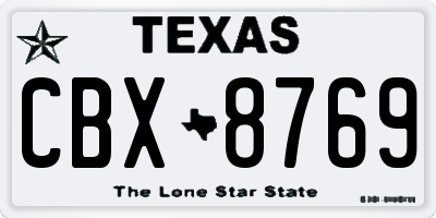 TX license plate CBX8769