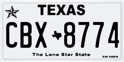 TX license plate CBX8774