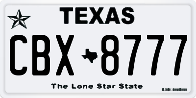 TX license plate CBX8777