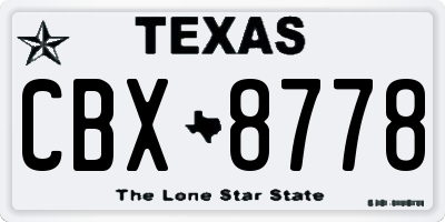 TX license plate CBX8778