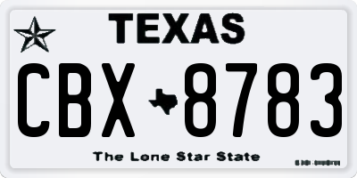 TX license plate CBX8783