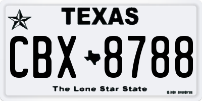 TX license plate CBX8788