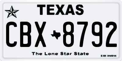 TX license plate CBX8792