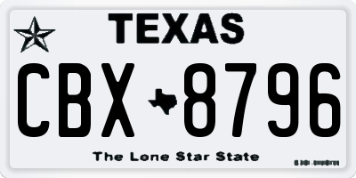 TX license plate CBX8796