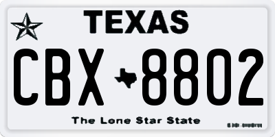 TX license plate CBX8802