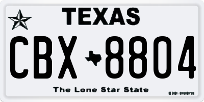 TX license plate CBX8804
