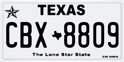 TX license plate CBX8809