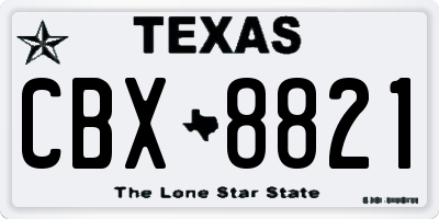 TX license plate CBX8821