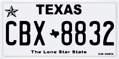 TX license plate CBX8832