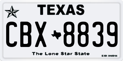 TX license plate CBX8839