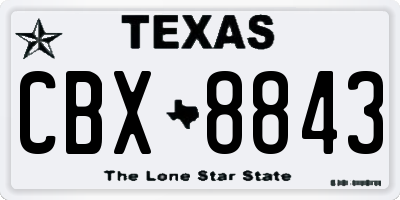 TX license plate CBX8843