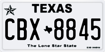 TX license plate CBX8845