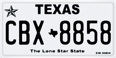 TX license plate CBX8858