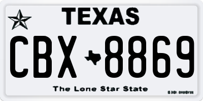 TX license plate CBX8869